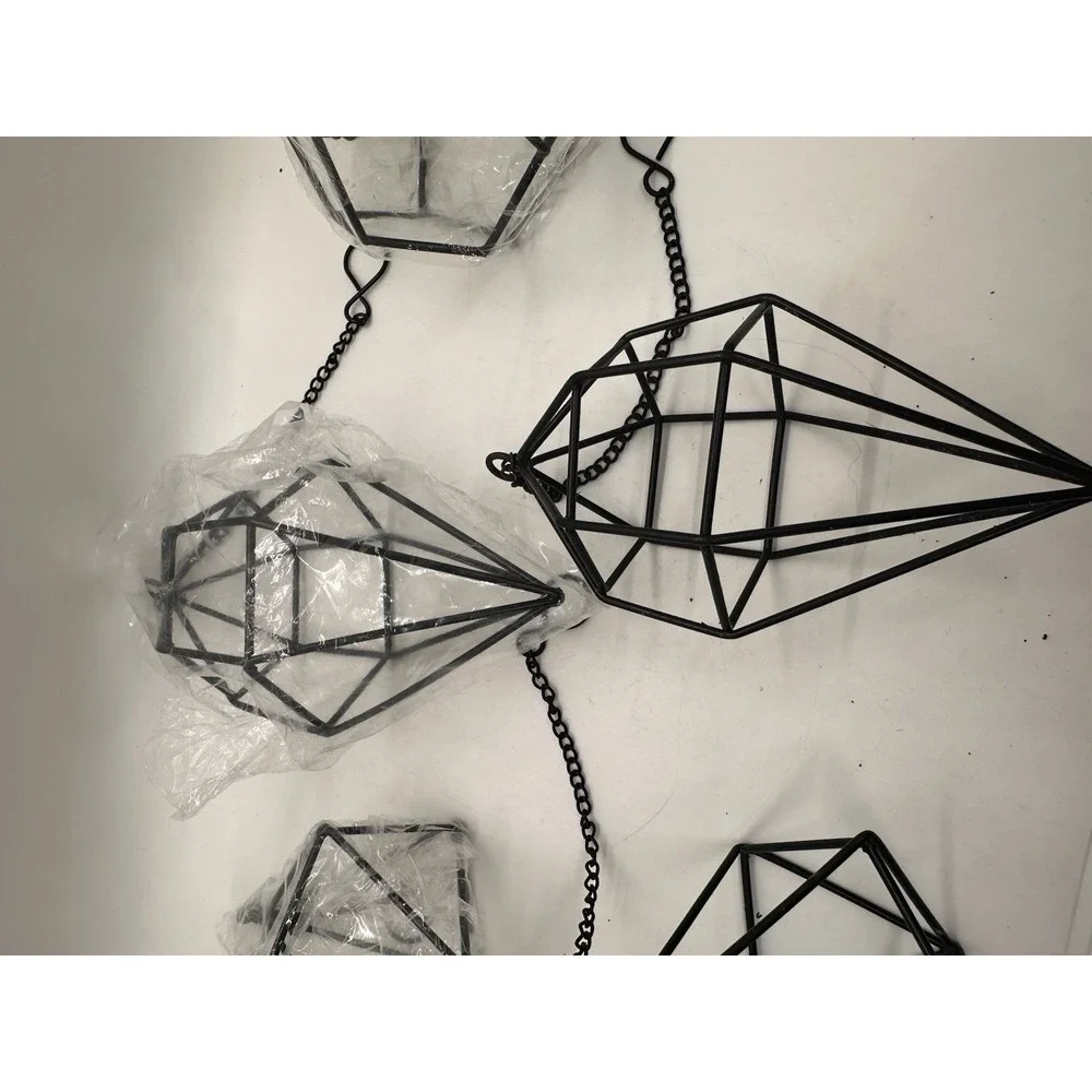 Geometric Hanging Planter Holders Metal Black Orchid Air Plant Lot